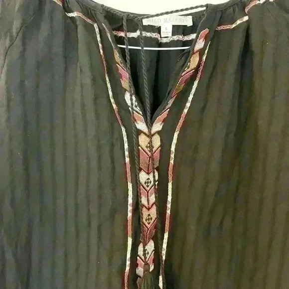 Wild Majesty, Black Bohemian Style Top, Small - Picture 3 of 7